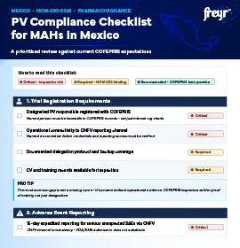 PV Compliance Checklist for MAHs in Mexico