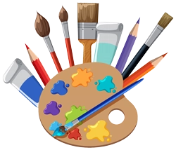 Paint palette and brushes